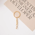 Three-piece golden alloy keychain DIY accessory kit with key ring, chain, and lobster clasp - Gold Flat Ring 4-Link Chain + 303 Lobster Clasp