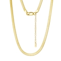 Polished S925 sterling silver gold-plated snake chain necklace with lobster clasp - 35+5CM / 3MM Flat Snake Chain / Gold
