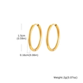 18k gold plated 15mm stainless steel hoop earrings with 1.6mm thickness measurement - 2*15mm / Gold