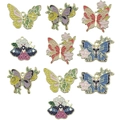 Set of 10 colorful enamel butterfly charms in antique silver finish for DIY jewelry - 10-Piece Butterfly Set (5 Styles x 2)