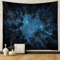 Starry night forest canopy tapestry for wall hanging in a minimalist home interior - Brushed Fabric / 73X95CM / GT100004 (星空森林)