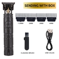 Electric hair clipper kit with Buddha engraving, USB charger, and 4 limit combs set - Black Buddha Full Kit - ABS Body