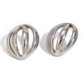 Minimalist silver hollow multilayer elliptical earrings made of premium stainless steel - Hollow Semi-Sphere Style (Silver)