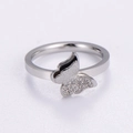 Minimalist double layer silver butterfly ring with frosted texture and polished finish - US 6 / Steel