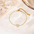 Gold stainless steel necklace with white shell heart pendant and lobster clasp detail - Bracelet / White Mother of Pearl
