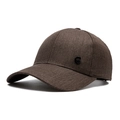 Dark brown textured cotton baseball cap for men featuring a small side metal detail - Coffee