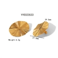 Gouden roestvrijstalen oorbellen met 18K gouden plating en radiale plooitextuur - Radiale Golf Oorknopjes (YYE023533)