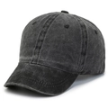 Berretto da baseball nero lavato vintage con visiera corta e cotone invecchiato - Regolabile / Nero