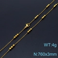 Golden titanium steel beaded necklace chain 760x3mm size with lobster clasp 4g weight - Gold Necklace (KN232162-Z)