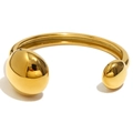 Bracelet jonc ouvert plaqué or 18 carats avec embouts asymétriques en forme de goutte - Style Tête Goutte d'Eau / Or