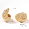 Detail view of gold textured earrings measuring 1.6cm by 2.4cm with lava finish - E01614-5 Lava Irregular