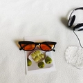 Fashionable black square sunglasses with vibrant amber orange lenses and thick frames - Black Orange