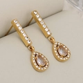 Orecchini pendenti placcati oro con zircone a goccia e dettagli in pavé scintillante - Goccia d'Acqua Oro