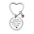 Portachiavi Nan in acciaio inox con anello a cuore, incisione e ciondolo con strass rosa - HD030-1 To My Nan Etichetta Circolare Anello a Cuore Strass Rosa