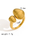 Minimalist gold snake pebble open ring in polished stainless steel for women - Polished Pebble Style (TR4321)