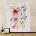 Vista dettagliata dell'arazzo artistico con rose e papaveri su una parete grigia scura - GT318-35 (Bouquet d'Arte) / 73*95CM (Peluche Corto)