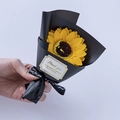 Petit bouquet de tournesols dans un emballage noir avec carte de remerciement et ruban - Bouquets De Tournesols (10 Pièces) / Autre
