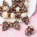 Macro shot of colorful ice cream cone acrylic beads on a vintage lace and white plate - 1 Piece / Pointed Bottom + Coffee Cone