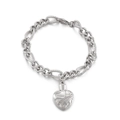 Industrial style stainless steel mixed chain bracelet with textured heart urn pendant - Heart Textured Style (KB145969-Z) / Silver