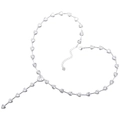 Detailed view of silver Y-shaped necklace featuring heart-shaped crystals in heart layout - Silver White Zirconia Necklace