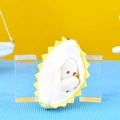Cute durian fruit plush keychain pendant with soft white and yellow plush textures. - Bead Chain Style / Durian Yellow