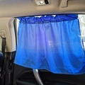 Blue teddy bear plaid car side window sunshade curtain for baby protection - Polyester Chiffon Blue