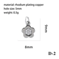Pendentif fleur plaqué rhodium avec zircone, breloque de bijoux de 9mm x 8mm - Fleur Argentée (D-2)