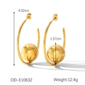 Grandes créoles dorées sphériques en acier inoxydable avec détail de taille de 4,02 cm - 4cm Or Grandes Créoles Boule