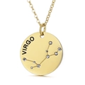Golden Virgo zodiac pendant necklace with sparkling rhinestones and constellation design - Virgo (KN118005-GC)