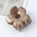 Glossy brown pearl finish five-petal flower hair claw clip with a secure grip - Glossy Brown Gold