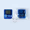 Mini Tetris game keychain in transparent blue with retail packaging and metal ring - Transparent Blue