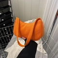 Borsa sottobraccio minimalista in velluto a coste arancione da donna con trama a costine - Arancione / 24*6*15cm