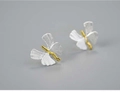 Macro detail of handmade S925 silver butterfly stud earring with gold accents - 925 Silver / Silver-Gold Two-Tone