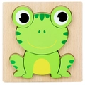 Cartoon green frog wooden peg puzzle for toddler early childhood cognitive learning - Jm 3d - Frog
