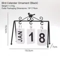 Calendrier perpétuel en fer noir mat avec oiseau et support de bureau élégant - Calendrier à Feuilles Mobiles Oiseau en Fer - Noir