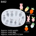 Cartoon rabbit and carrot silicone mold for fondant DIY cake decoration with measurements - Clear