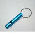 Portable bright blue aluminum survival whistle with silver metal keychain ring - Light Blue