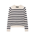 Maglione in maglia a righe classiche a girocollo in crema e nero per donna - S / A righe
