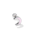 Silver crescent moon cartilage stud with pink enamel finish and screw ball back - Pink Moon
