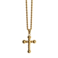 Ensemble collier en acier inoxydable plaqué or 18k avec pendentif croix et chaîne torsadée - 45+5cm Style 4: Croix Chaîne Torsadée