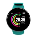 Smart sport bracelet with green silicone strap and round color screen showing fitness metrics - Green