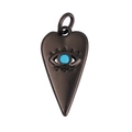 Gunmetal heart-shaped Evil Eye pendant with teal bead inlay and polished ring bail - Black Heart Evil Eye Style (K093031L1K2-Black)