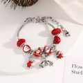 Christmas charm bracelet with red beads, Santa Claus pendants, and silver snake chain - Santa Silver Red (Style 14) / 20cm