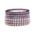 7-piece purple crystal beaded bracelet set featuring faceted stones in gradient tones - Purple Series (SY0363-1)