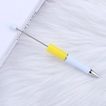 DIY beaded ballpoint pen featuring a white body with vibrant yellow accents and metal rod - Macaron Yellow White