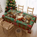 Digital print Christmas tablecloth featuring Santa Claus reindeer and festive snowflake patterns - Zb695-5