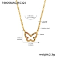 Golden stainless steel butterfly necklace with colorful zircon and adjustable O-chain - 40+5cm / Gold/Multicolor Zirconia