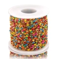 Golden stainless steel chain roll with colorful enamel beads for DIY jewelry making - Gold-Multicolor