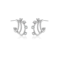 Three-layer interlocking S925 silver C-shape earrings with sparkling cubic zirconia - 925 Silver / Platinum (White Zirconia)