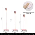 Rose gold candle holder set of 3 with heights 32/27/22cm for romantic table decor - A807 Rose Gold Set